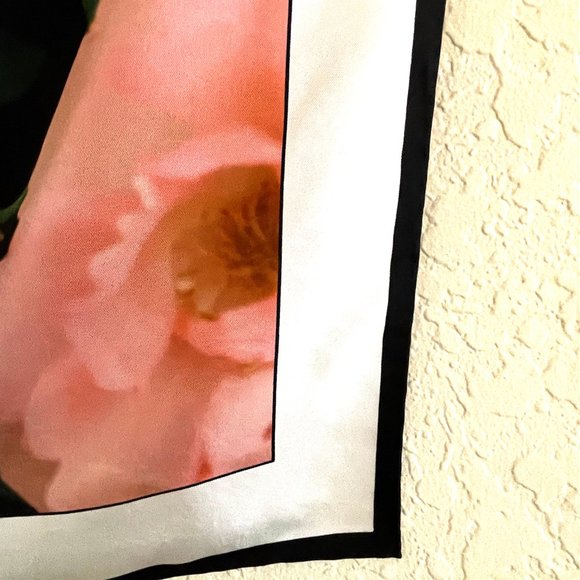 Burberry "Roses" Silk Square Scarf 35' x  35" - Picture 7 of 11